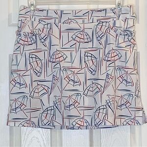 Izod Golf Umbrella Print Skort Size 8 White Red Blue Activewear
